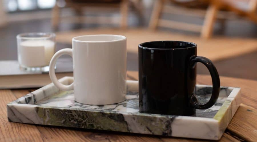 two mugs on a table